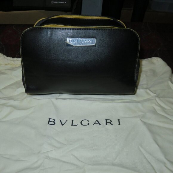 BVLGARI POUCH w/ DUSTBAG SHAVING BAG COSMETIC CASE CLUTCH - Picture 1 of 13